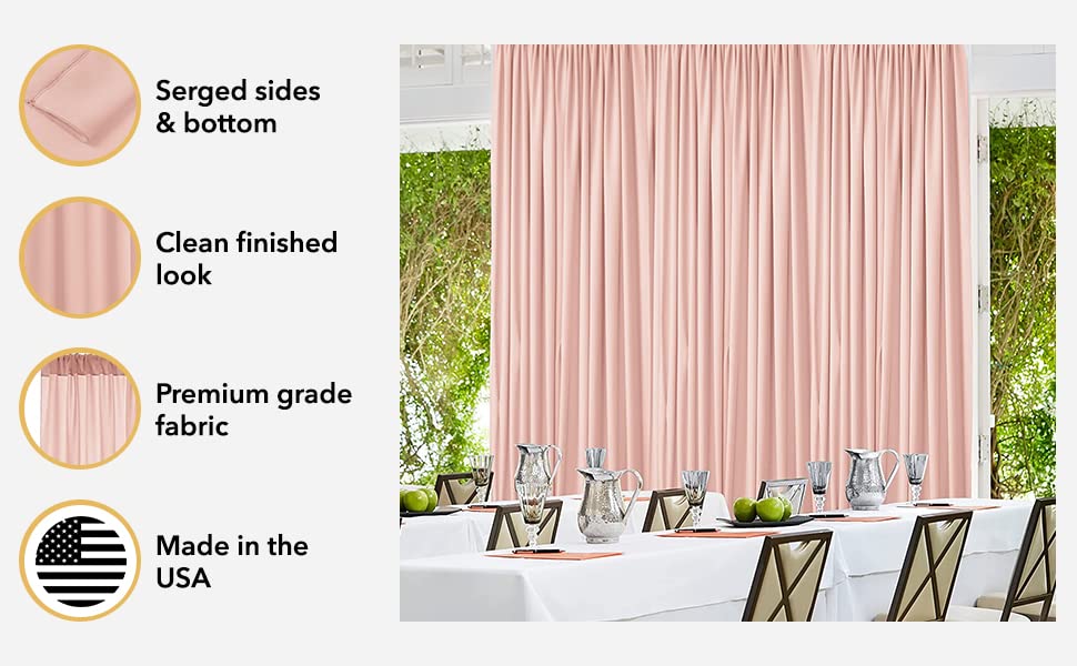 AK TRADING CO. Cortinas de poliéster de 10 pies x 8 pies, Paneles de Cortinas con Bolsillos para Varillas, decoración de Ventanas para el hogar, Ceremonia de Boda, Fiesta, Color Marfil (DRAPE-5X8-IVO