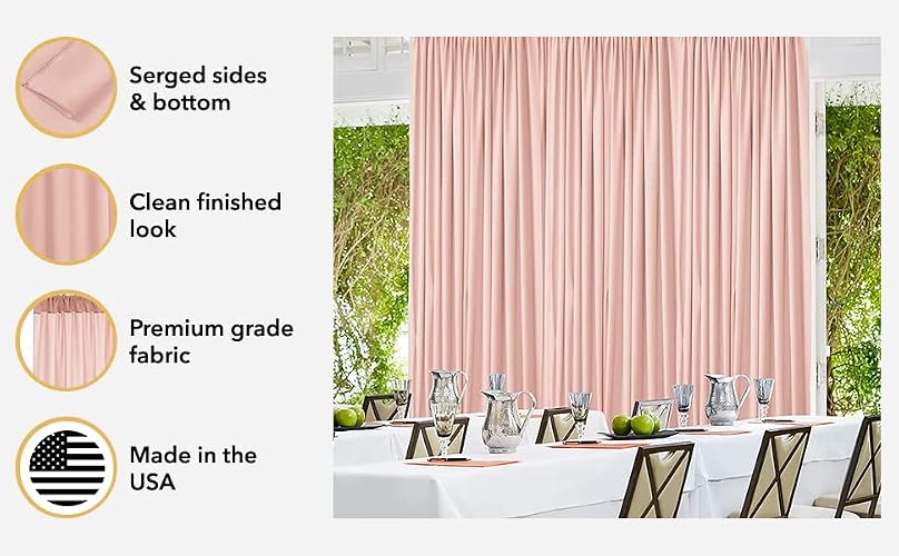 AK Trading CO. Cortinas de telón de Fondo de poliéster Verde Valle de 10 x 10 pies, Paneles con Bolsillos para Barra, decoración de Ventana de Boda, Ceremonia de Fiesta, hogar