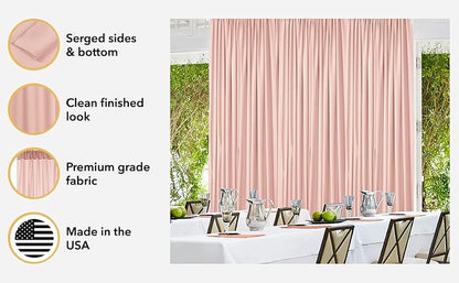 AK Trading CO. Cortinas de telón de Fondo de poliéster Verde Valle de 10 x 10 pies, Paneles con Bolsillos para Barra, decoración de Ventana de Boda, Ceremonia de Fiesta, hogar