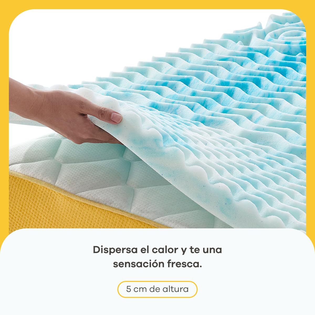 Nooz Cubre Colchón Individual Memory Foam Infusionado con Gel, sobre Colchón Fresco, Colchoneta Espuma Memory Foam 5cm, Suaviza tu Colchon