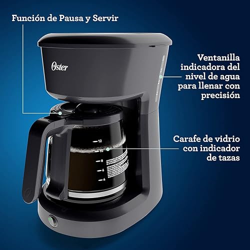 Cafetera de 12 tazas Oster® negra sistema de switch BVSTDCS12B013 | Sistema de switch, Negro, BVSTDCS12B013