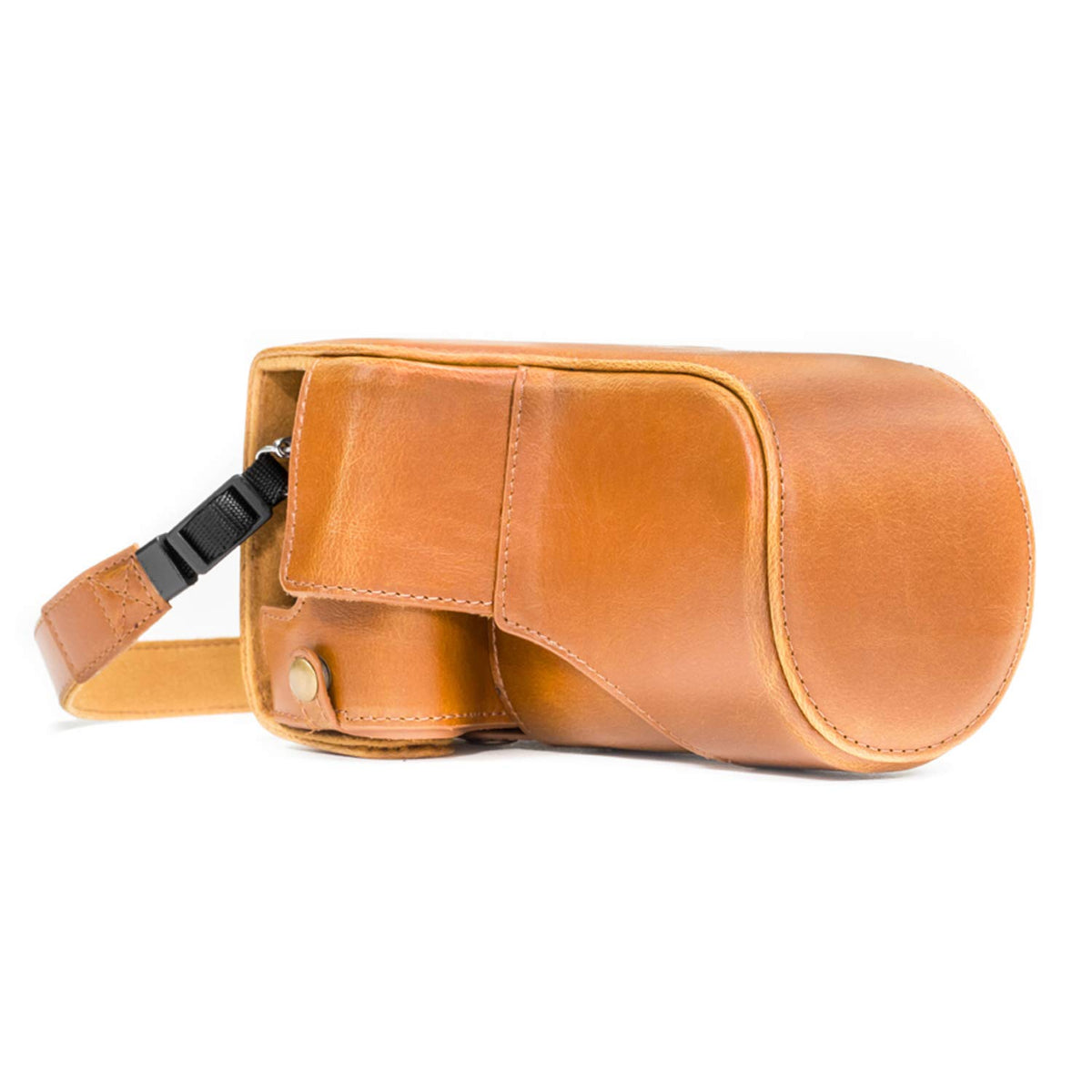 MegaGear MG1181 Estuche Ever Ready, Funda de cuero, de pronto uso, con correa compatible con Canon EOS M6 (18-150 mm) - Marrón Claro
