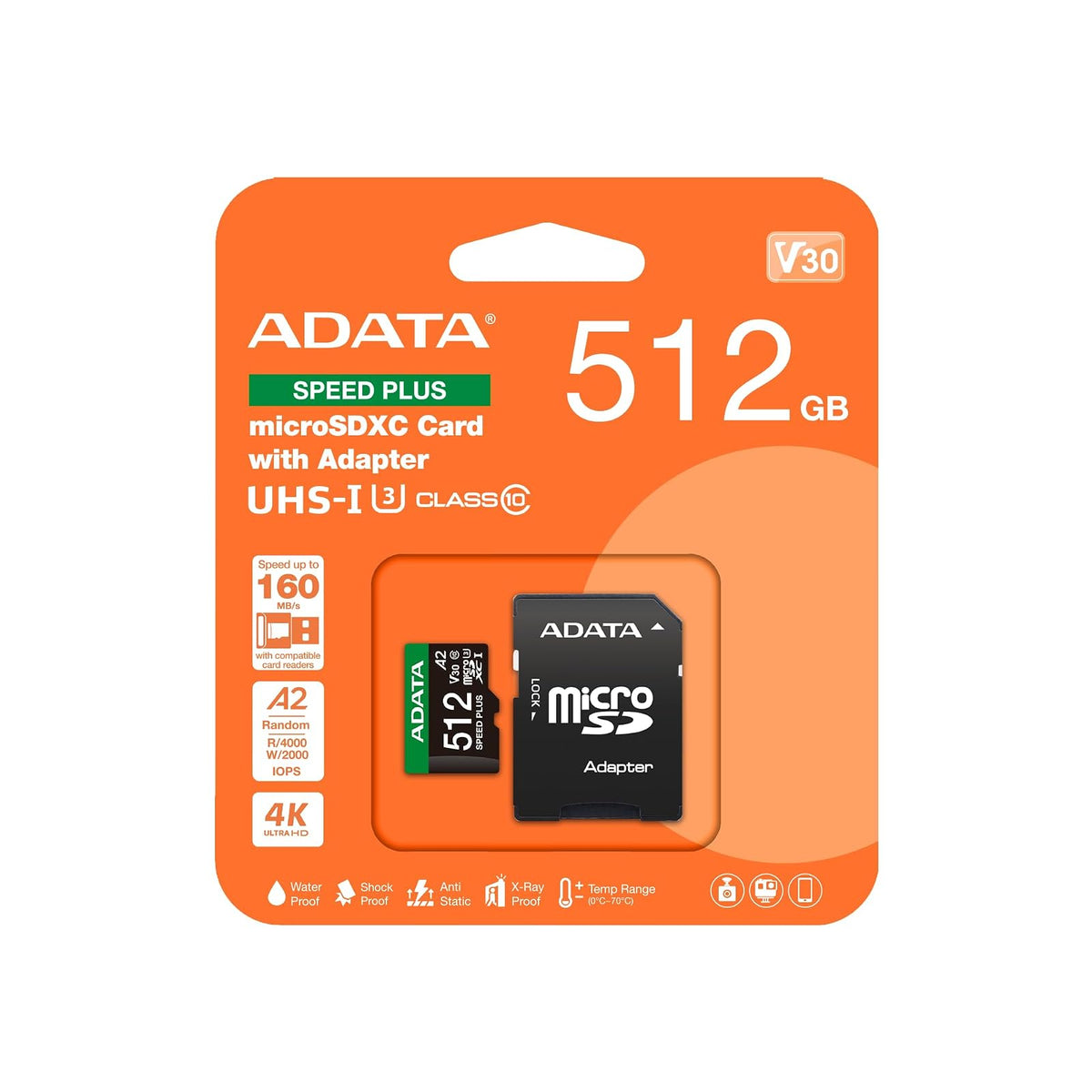 ADATA Micro SD Premier Pro SDXC 128GB V30 UD512GUI3V30A2SP-RA1