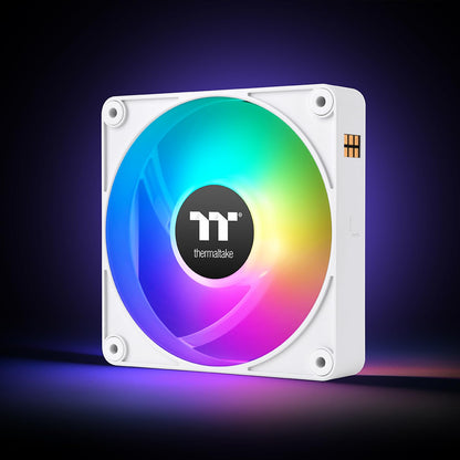 Thermaltake CT120 EX ARGB Sync PC Ventilador de refrigeración blanco (paquete de 3 ventiladores), conexión magnética, sincronización de placa base de 5 V, 16,8 millones de colores, 9 LED