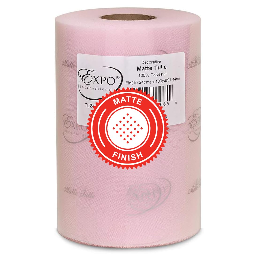 Expo International - tul decorativo mate, 6 pulgadas x 100 yardas, rosa claro - Rosa claro
