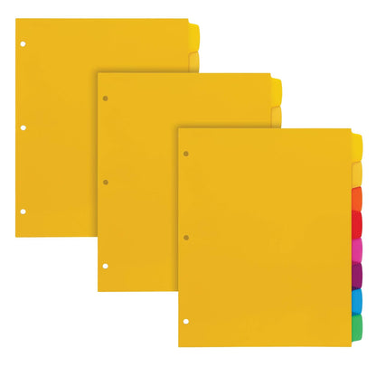 Oxford – Separadores de carpeta de plástico para escribir y borrar, 8 pestañas, escribe en las pestañas, borra con bolígrafo de punta redonda, marcador no permanente, lápiz, colores surtidos, 3 juegos