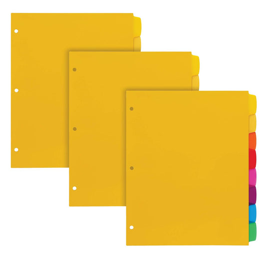 Oxford – Separadores de carpeta de plástico para escribir y borrar, 8 pestañas, escribe en las pestañas, borra con bolígrafo de punta redonda, marcador no permanente, lápiz, colores surtidos, 3 juegos