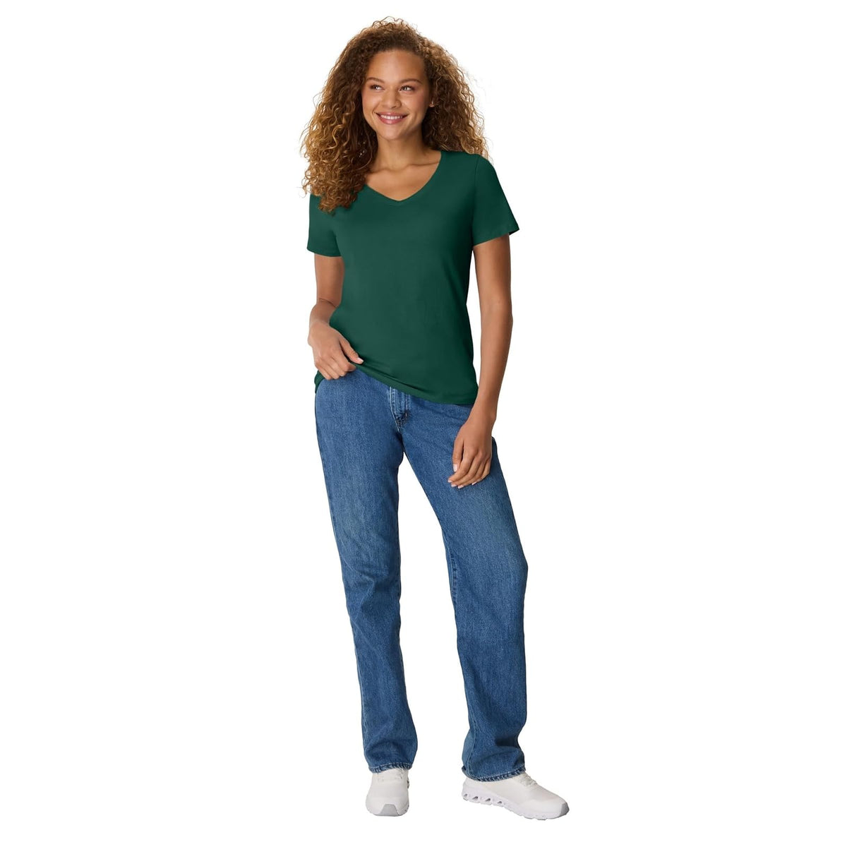 Hanes Perfect-t - Playera de Manga Corta con Cuello en V para Mujer (opción de 1 o 2)