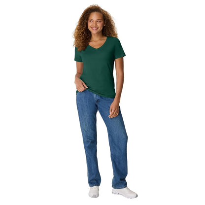Hanes Perfect-t - Playera de Manga Corta con Cuello en V para Mujer (opción de 1 o 2)