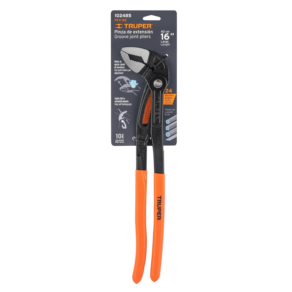 Truper PEX-16E, Pinza de extensión 16", mango de PVC