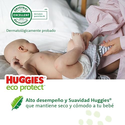Huggies Eco Protect Pañal Desechable para bebé Unisex Etapa 2 Caja con 160 Pañales Desechables + Huggies Cuidado Puro Toallas Húmedas para Bebé Caja con 640 Piezas 8 paquetes de 80 toallitas cada una