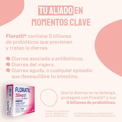 Floratil Microorganismos Antidiarreicos, 12 Cápsulas, 1 gram