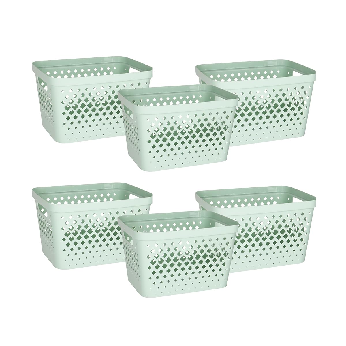 Glad - Juego de cestas de almacenamiento de plástico, paquete económico de 6 unidades | Contenedores de almacenamiento abiertos para estantes, baño, despensa, clóset, cajas organizadoras con asas, 4 - Salvia - 4 Gallon