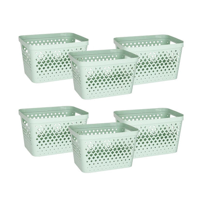 Glad - Juego de cestas de almacenamiento de plástico, paquete económico de 6 unidades | Contenedores de almacenamiento abiertos para estantes, baño, despensa, clóset, cajas organizadoras con asas, 4 - Salvia - 4 Gallon