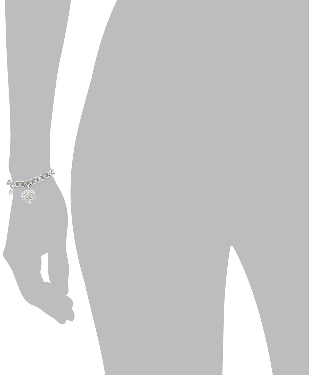 Napier Brazalete Plateado con Colgante en Forma de Corazon y Detalles de Cristal en Pave para Mujer