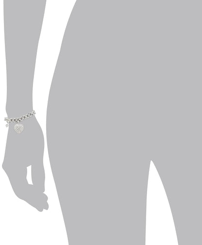 Napier Brazalete Plateado con Colgante en Forma de Corazon y Detalles de Cristal en Pave para Mujer