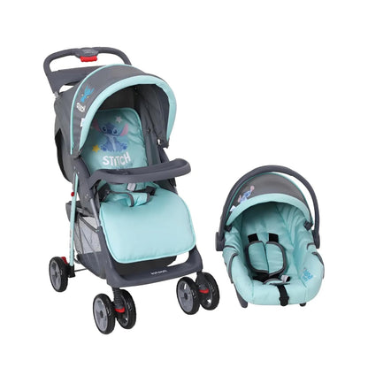 Infanti - Carriola para Bebé Disney Stitch- Travel System - Sistema de Viaje de 0 Meses a 3 Años, Hasta 15 kg - Color Turquesa