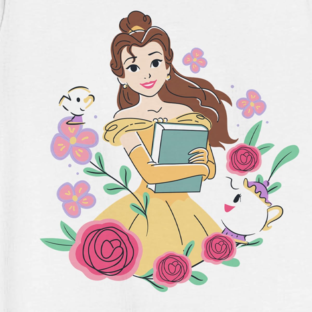 Disney Princesas Bella Playera Estampada para Niñas, Blanco