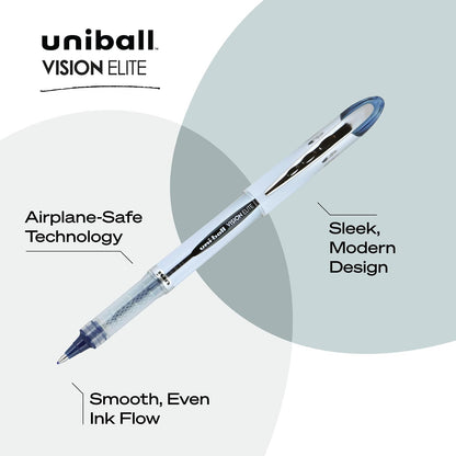 Uni-ball Vision Elite BLX Infusión Bolígrafos Rollerball, punta negrita (0,8 mm), azul/negro, 12 unidades – 61232