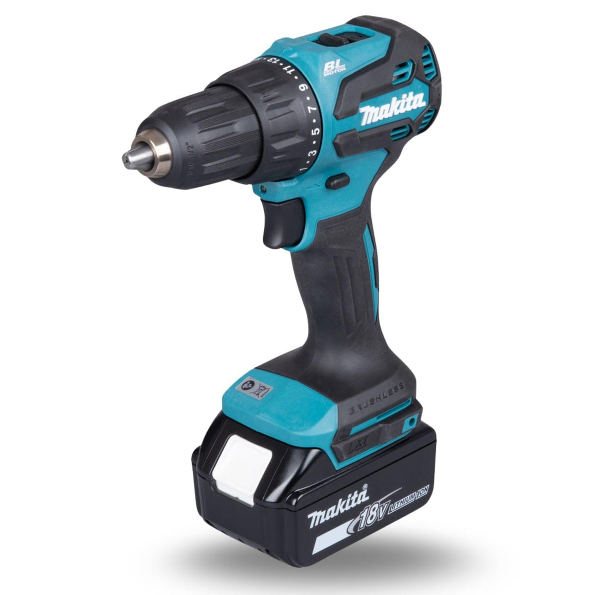 Makita - Rotomartillo atornillador Inalambrico 18V - Modelo DHP490WVE (Incluye 2 baterías, cargador y estuche rígido)