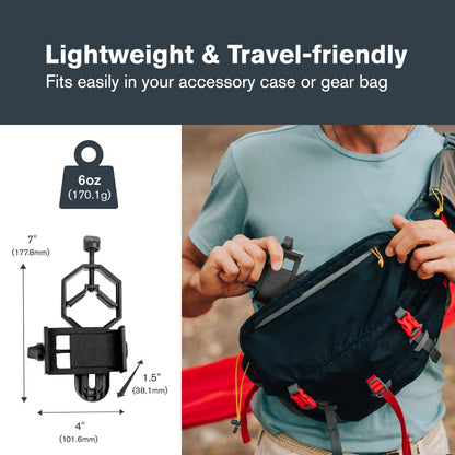 Celestron – Adaptador de fotografía de Smartphone para telescopio – Adaptador de Smartphone Digiscoping – Captura Fotos y Video a través de tu telescopio o mira Ocular