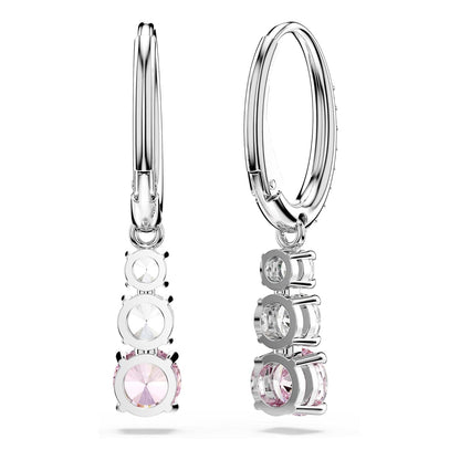 Swarovski Aretes Stilla Attract, Talla redonda, Rosas, Baño de rodio