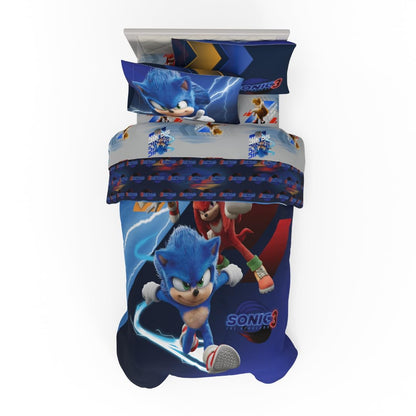 Franco Juego de Ropa de Cama Miffy, Edredón Reversible con Funda - 4 Piece Twin Size - Sonic the Hedgehog 3