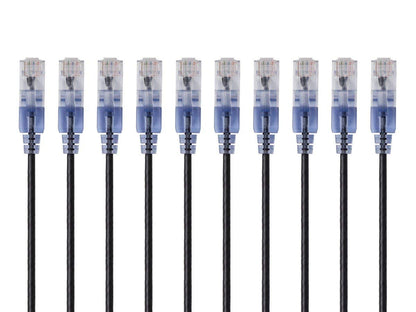 Monoprice SlimRun Cable de Conexión Ethernet Cat6A, 10 Gbit/s - Negro - 14ft - Paquete de 10