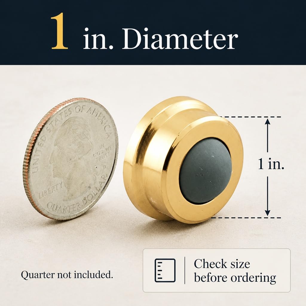 Prime-Line Products J 4647 Tope de pared para puerta, con parachoques de goma, 2.5 cm, cromo cepillado, Brass