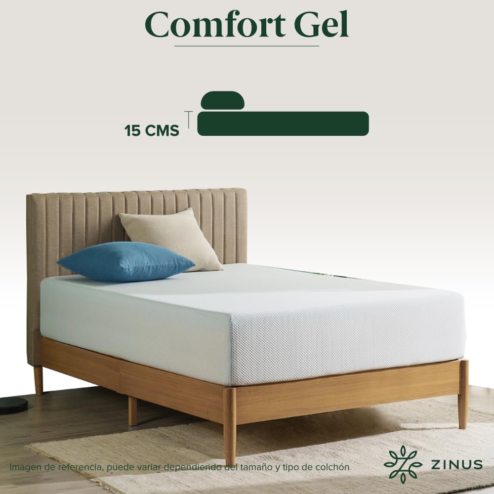 Zinus Comfort Gel | Colchón King de Memory Foam con Gel Refrescante de 15 cm de Grosor Que amortigua la tensión en articulaciones y Columna Vertebral