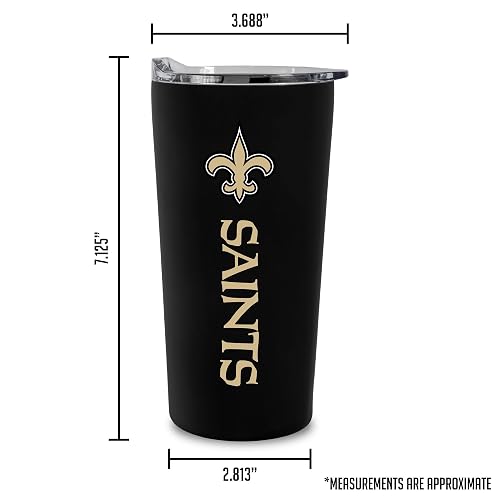 Rico Industries NFL Football New Orleans Saints - Vaso suave al tacto, fácil agarre de 18 onzas