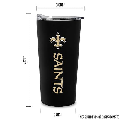 Rico Industries NFL Football New Orleans Saints - Vaso suave al tacto, fácil agarre de 18 onzas