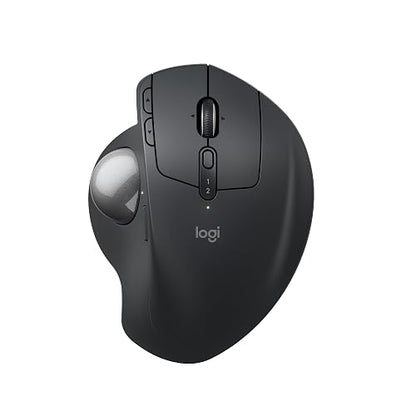 Logitech MX Ergo S Mouse inalámbrico avanzado con trackball, Mouse ergonómico inalámbrico Recargable Mediante USB-C con Bluetooth y dongle cifrado, 6 Botones programables, para PC/Mac - Grafito
