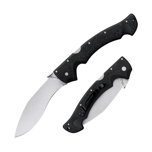 Cold Steel Rajah Series AUS10A - Cuchillo plegable táctico con mango Griv-Ex con bloqueo de triple anuncio, bolsillo ambidiestro y clip para cinturón