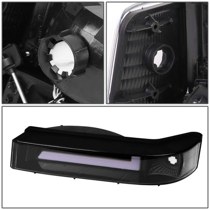 DNA Motoring Par de Faros Delanteros LED Dual para Ford F-150/F-250/F-350/Bronco 1992-1996, Negro/Transparente