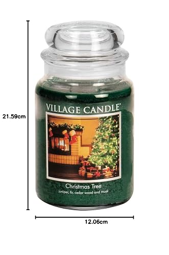 Village Candle - Tarro de boticario de vidrio grande para árbol de Navidad, 26 onzas, color verde