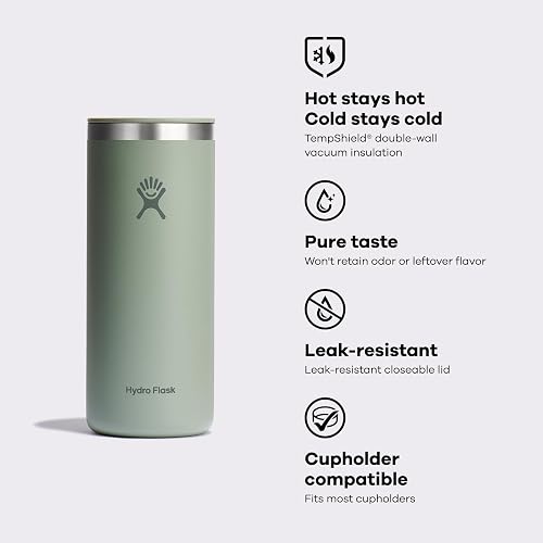 Hydro Flask - Taza de café de Viaje de Acero Inoxidable aislada, antiderrames, a Prueba de Fugas, 20 onzas, Verde Agave