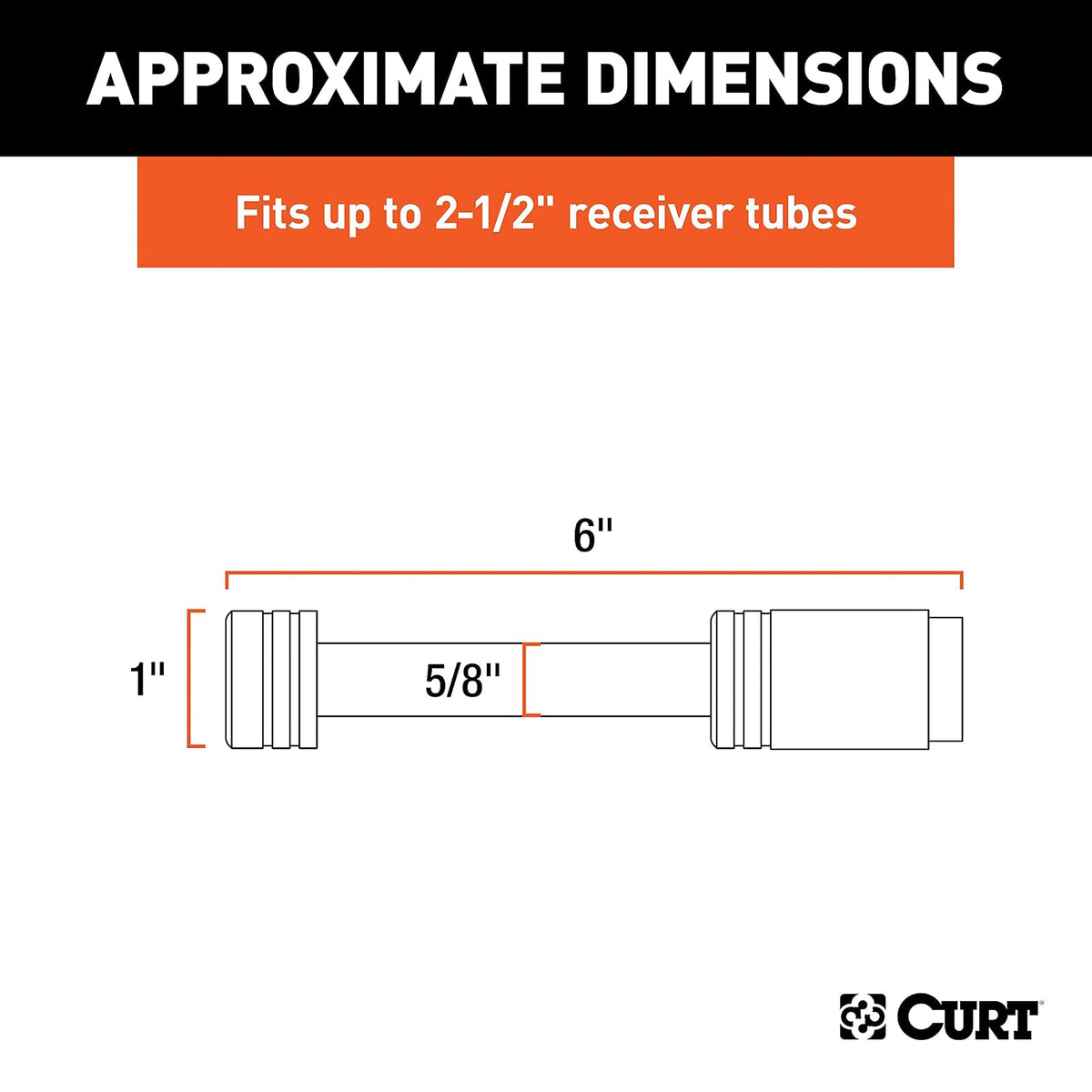 CURT 23519 Cerradura de Enganche de Remolque de Acero Inoxidable 5/8 in Receptor 2 o 2-1/2 in