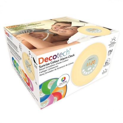 Lexibook, Decotech, Despertador Color Amanecer, luz Despertador, Radio FM, lámpara de cabecera, simulación de Amanecer y Atardecer, 6 Sonidos Naturales, Snooze, luz Nocturna, RL998