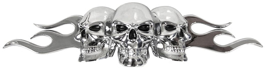 Custom Accessories 98076 Emblema de Calavera Flameante, Plateado