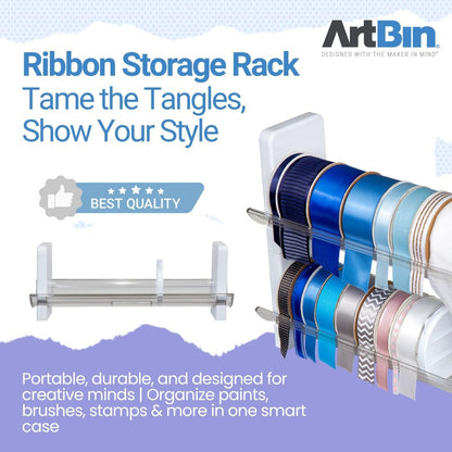ArtBin 6870RSR Estante de almacenamiento de cinta | Sostiene bocinas de cinta para salas de manualidades y envoltorio de regalos, uso en pared o mesa, estante duradero, blanco
