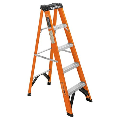 Truper EST-24FV, Escalera de Tijera 4 peldaños Tipo ll Fibra de Vidrio - 4 Peldaños - Escalera