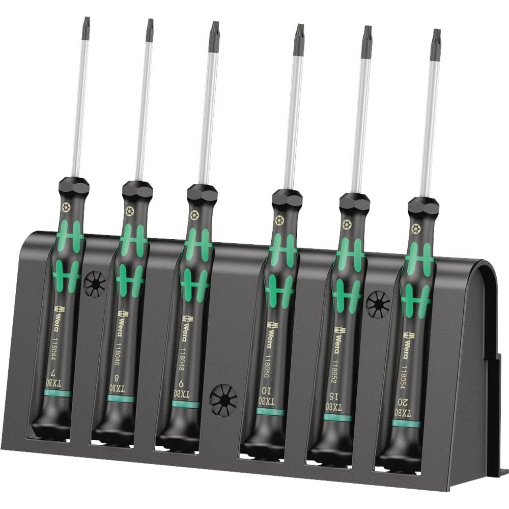 Wera Kraftform Micro Torx Bo Tamper-Resistant Electronics Screwdriver Set and Rack, 6 Pieces