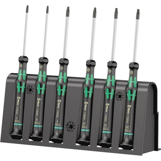 Wera Kraftform Micro Torx Bo Tamper-Resistant Electronics Screwdriver Set and Rack, 6 Pieces
