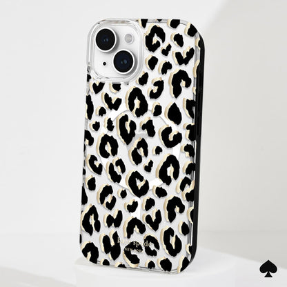 Kate Spade New York Funda para iPhone 15 Plus, Compatible con MagSafe - Ciudad Leopardo Negro