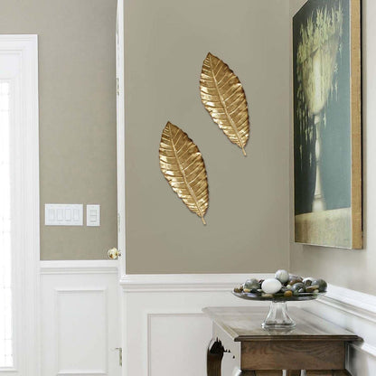 Stratton Home Decor SHD0112 Elegant Leaf Wall Decor, 8.46 W X 1.77 D X 21.06 H, Gold