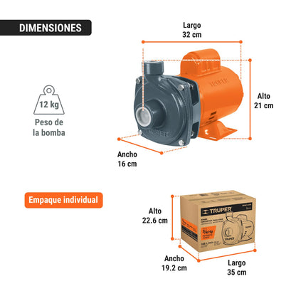 Truper BOAC-3/4A, Bomba centrífuga para agua de 3/4 HP