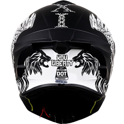 KOV Casco Buster Liberty Negro Mate Integral para Moto Deportivo AERODINAMICO Certificado Dot