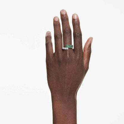 Swarovski Matrix Kollektion Ring, Gemischte Schliffe, Grün, Rhodiniert