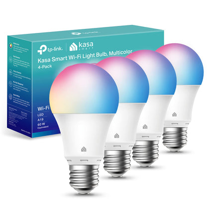 Kasa Smart - Bombillas inteligentes Alexa Smart Bombillas LED +, bombilla que cambia a todo color, regulables, WiFi inteligentes, funciona con Alexa y Google Home, A19